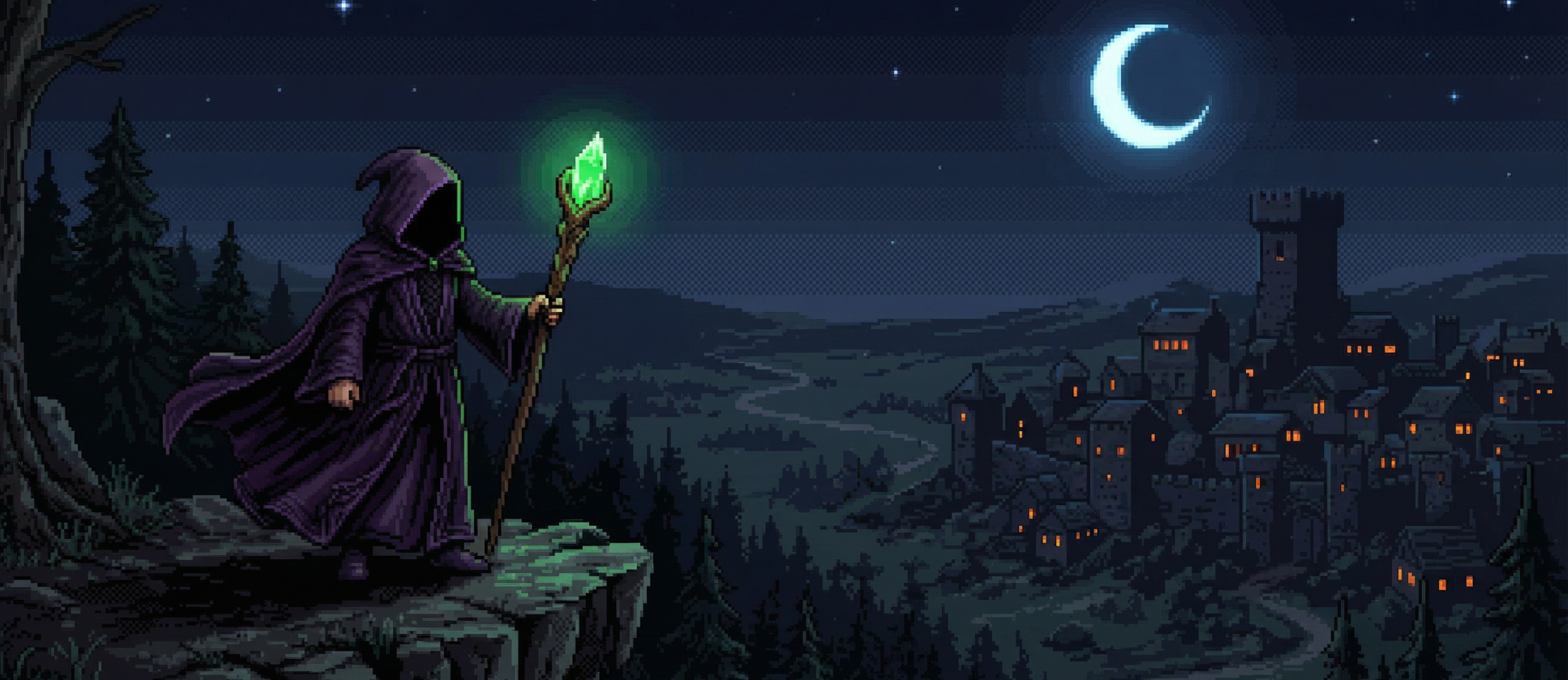 Dark wizard pixel art